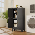 Black Metal Storage Cabinet, 61" Steel Cabinets for Home Office, Kitchen Pantry Storage Cabinet with Doors and 3 Adjustable Shelves, Metal Tool Cabinet, for Office, Home, Garage, School