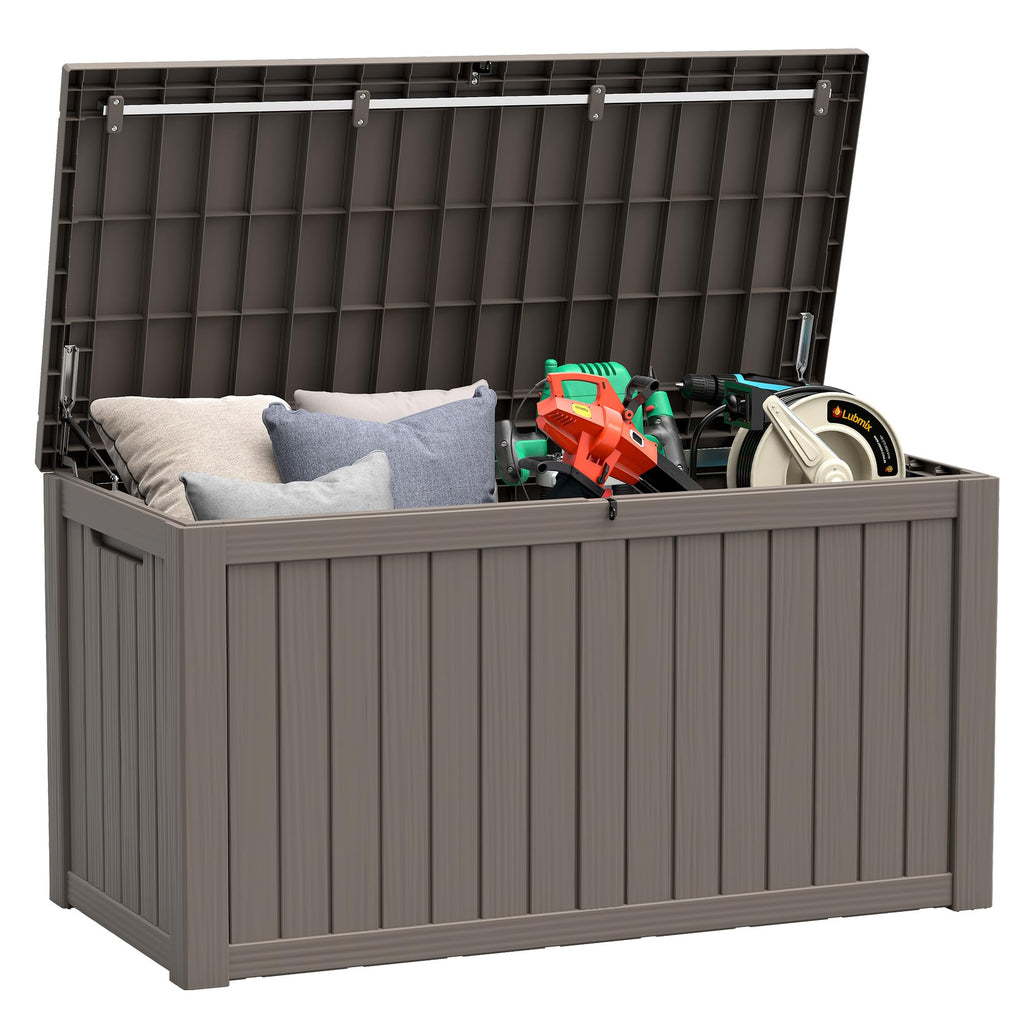 Outdoor Storage Box, Resin Deck Boxes Indoor and outdoor, Waterproof Storage Box Lockable Lid (Black,260 Gallon)