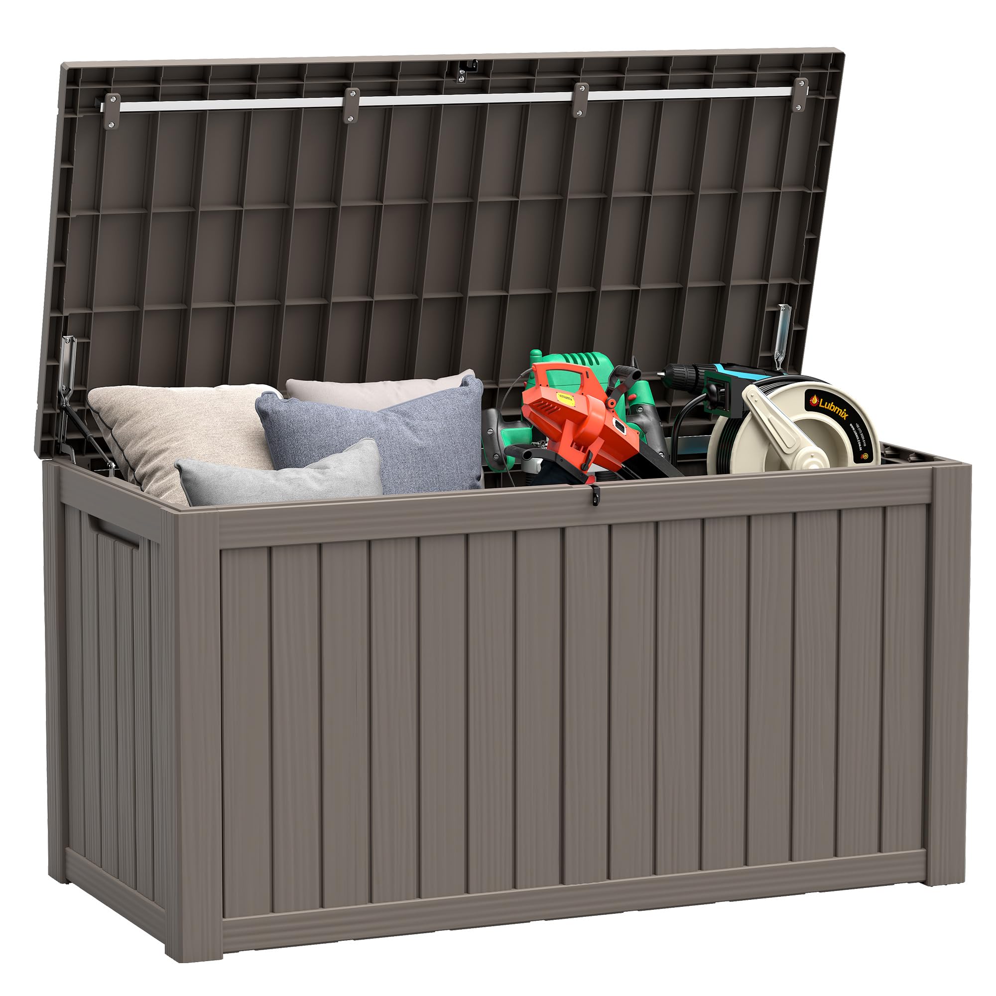 Outdoor Storage Box, Resin Deck Boxes Indoor and outdoor, Waterproof Storage Box Lockable Lid (Black,260 Gallon)