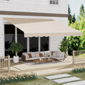13' x 10' Awning for Patio, Sunsetter Retractable Awning Waterproof Cover Outdoor Patio Canopy, Sun Shade with Manual Crank Handle, Porch Shades for Outdoor, House, Deck, Gray