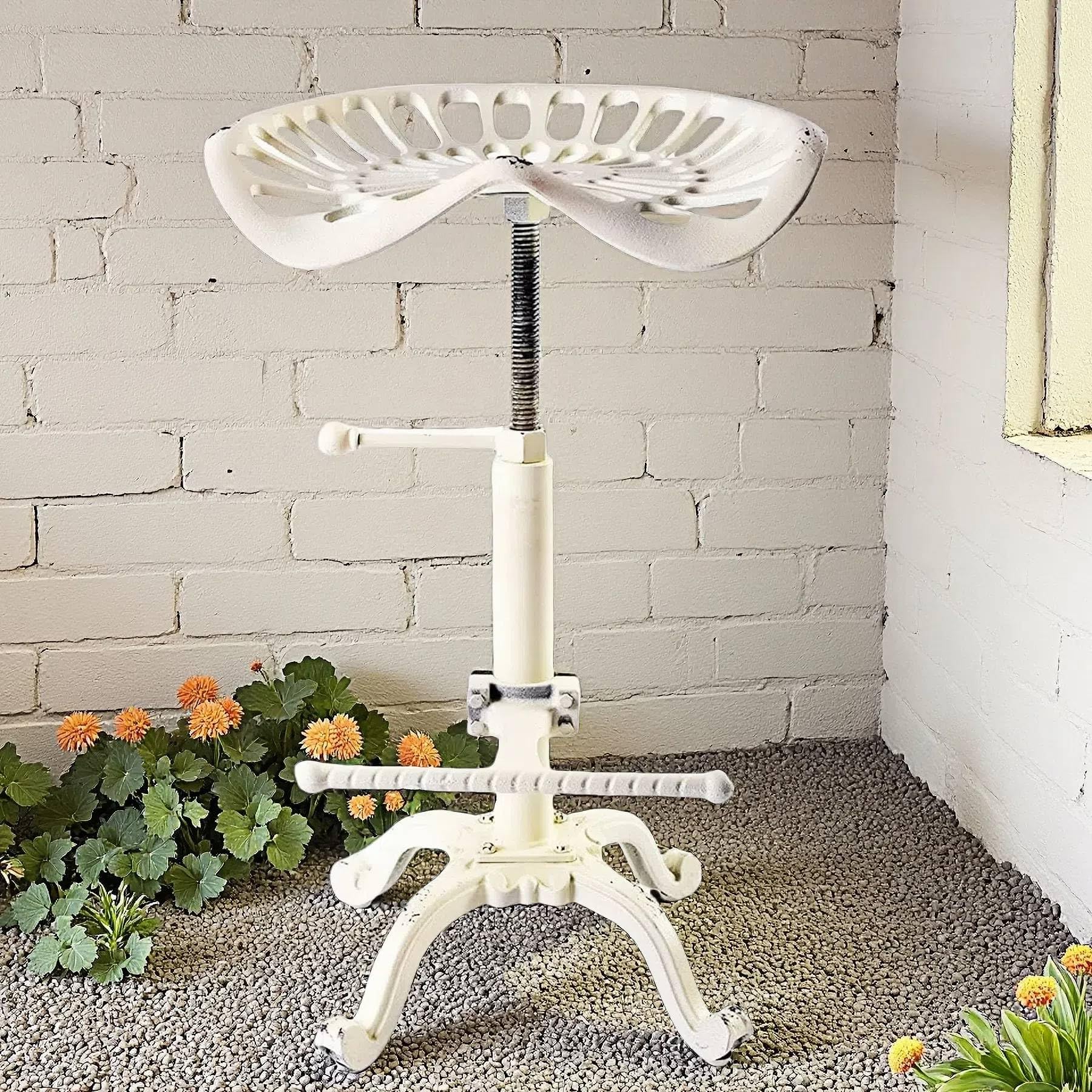 Rustic Industrial Farmhouse Tractor Seat Counter Height Adjustable Bar Stool Cast Iron Swivel Stool Industrial bar Chair (Rust, Cast Iron)